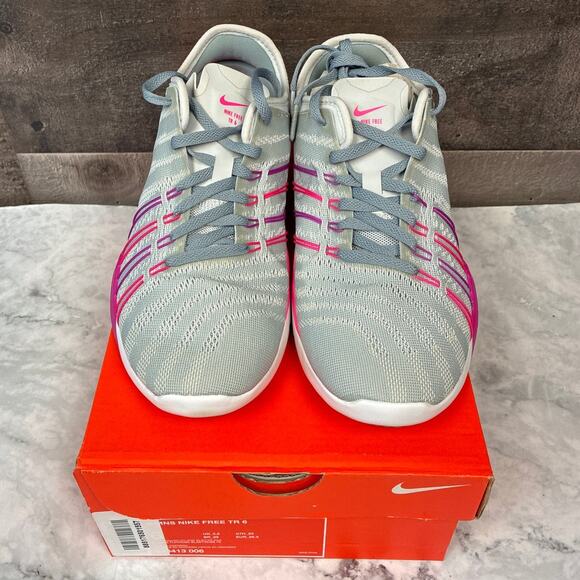 Nike Women's 6 White Grey Free TR 6 Trainers Sneakers Running Athletic LB3-1 - Picture 2 of 5